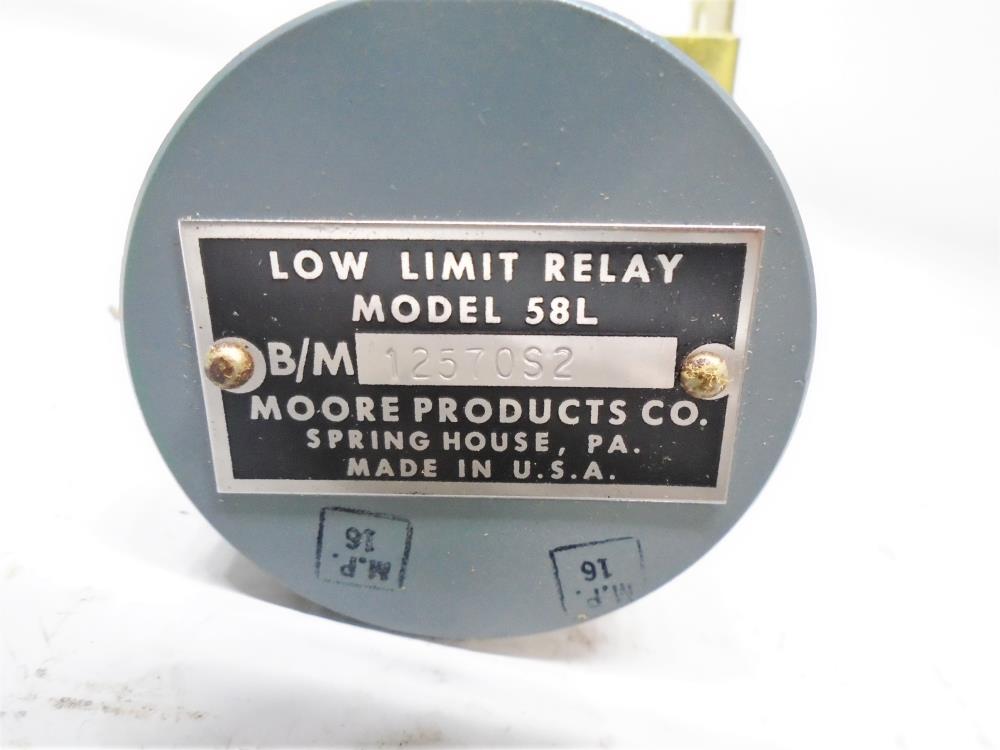 LOT of (2) Moore 58L Low Limit Relay, B/M 12570S2